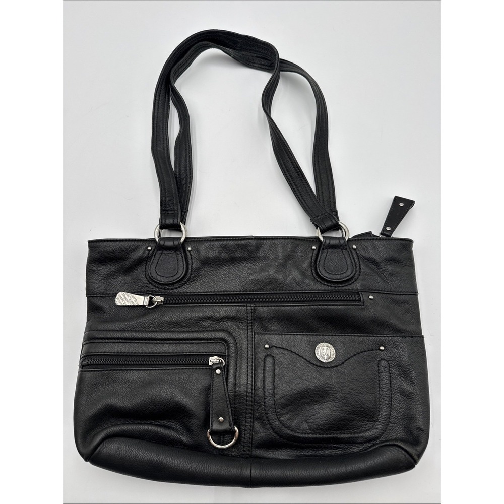 Stone Mountain Black Pebble leather Tote Bag Shoulder Bag Purse Y2K 90's 2000's